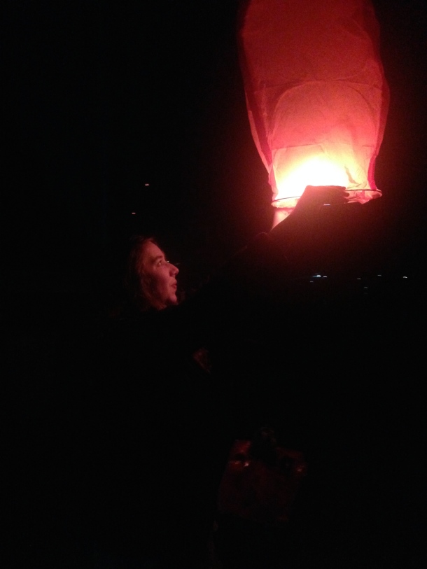 Setting a lantern afloat on NYE